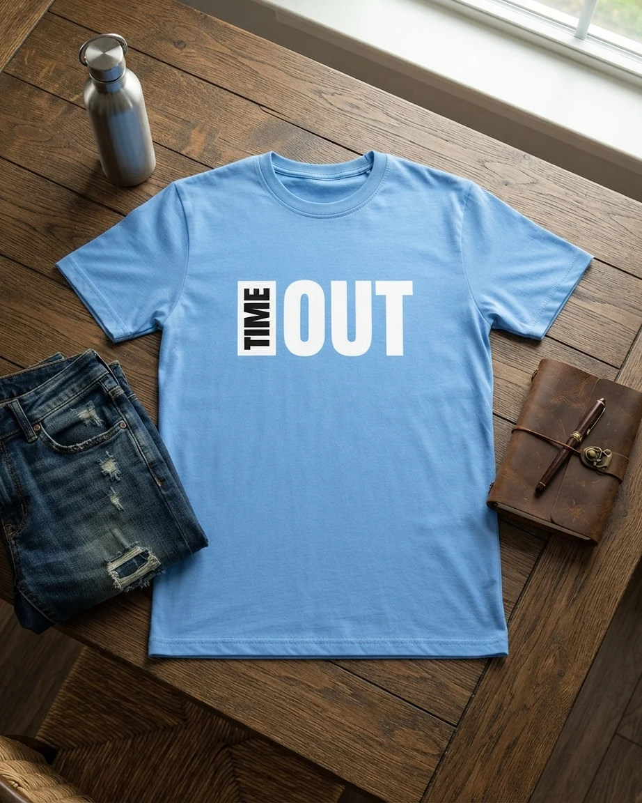 Graphic Printed Tee – Time Out Flatlay